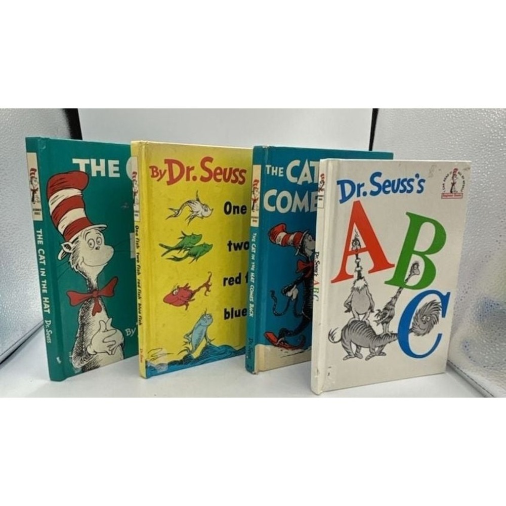 Set of 4 Vintage Dr. Seuss Hardcover Beginner Books Random House Cat in the Hat
